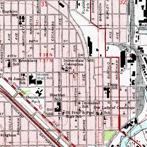 Topographic Map of Green Bay, IL