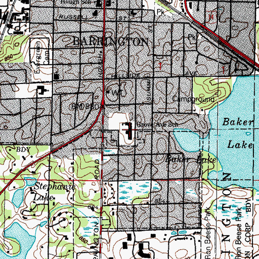 Topographic Map of Grove Avenue Elementary School, IL