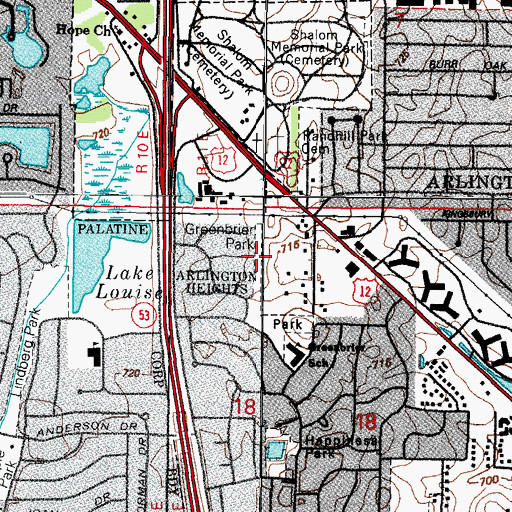 Topographic Map of Greenbrier Park, IL