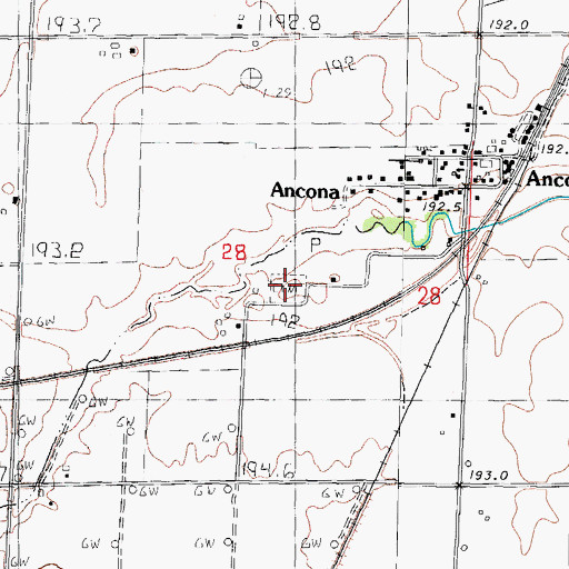 Topographic Map of Ancona Cemetery, IL