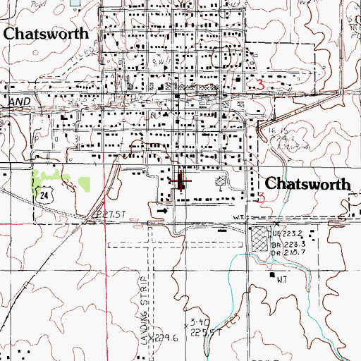 Topographic Map of Chatsworth Grade School, IL