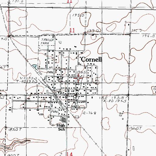 Topographic Map of Cornell Elementary School, IL