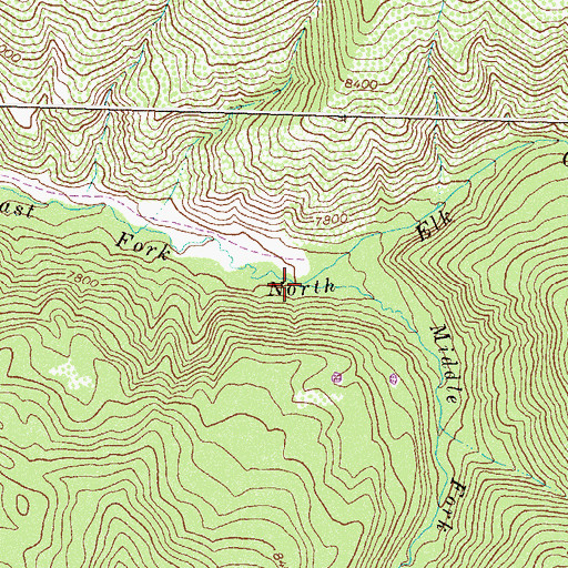 Topographic Map of Middle Fork North Elk Creek, CO