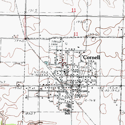 Topographic Map of Cornell United Methodist Church, IL