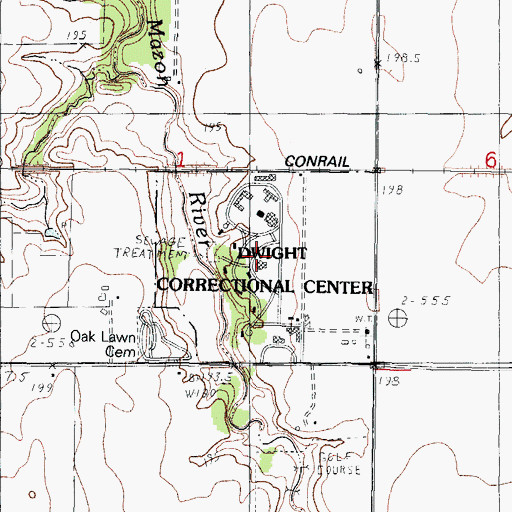 Topographic Map of Dwight Correctional Center (historical), IL