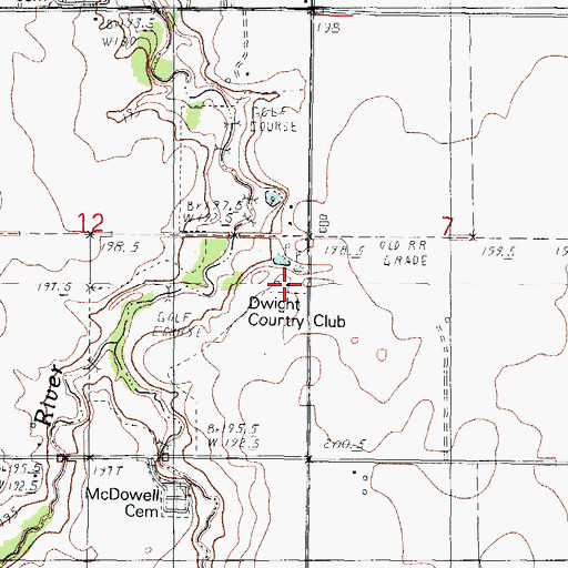Topographic Map of Dwight Country Club, IL