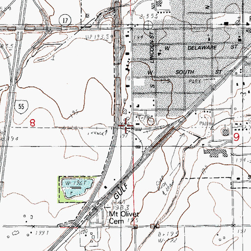 Topographic Map of Dwight Old Town Cemetery, IL