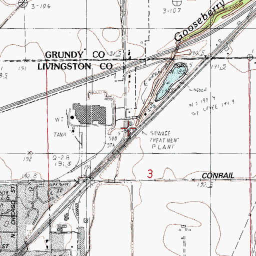 Topographic Map of Dwight Sewage Works, IL