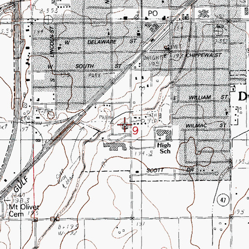 Topographic Map of Dwight United Methodist Church, IL