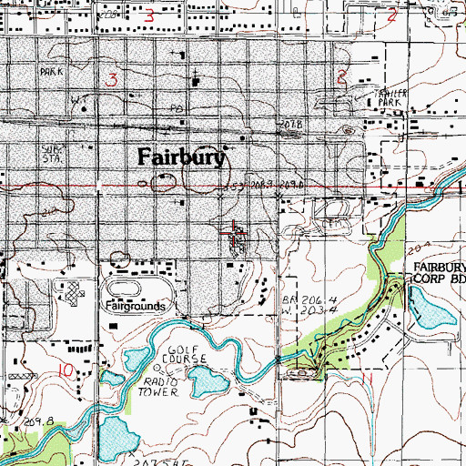 Topographic Map of Fairbury Hospital (historical), IL