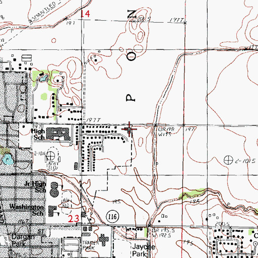 Topographic Map of First Christian Church, IL