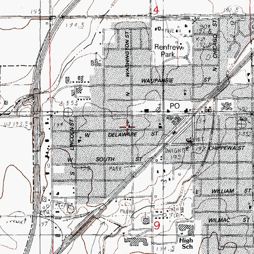 Topographic Map of First Congregational Church, IL