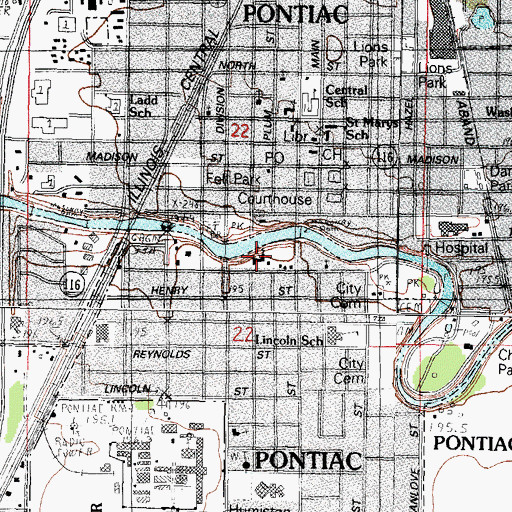 Topographic Map of First Lutheran Church, IL