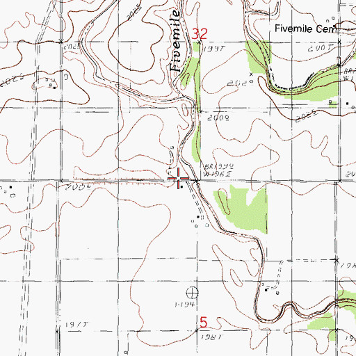 Topographic Map of Five Mile Grove (historical), IL