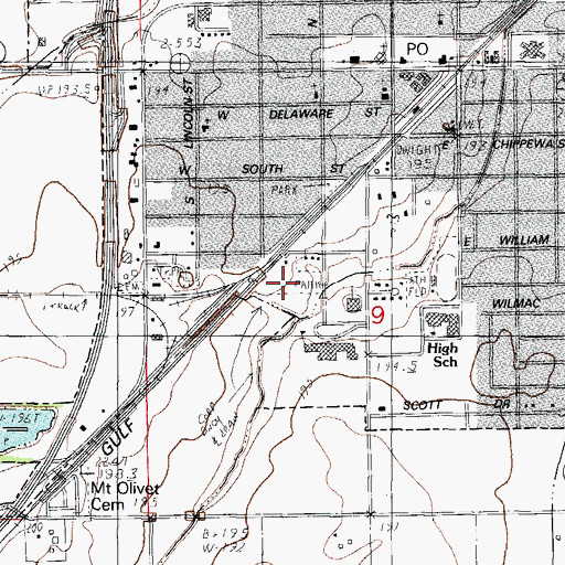 Topographic Map of Florence W Garrett Park, IL