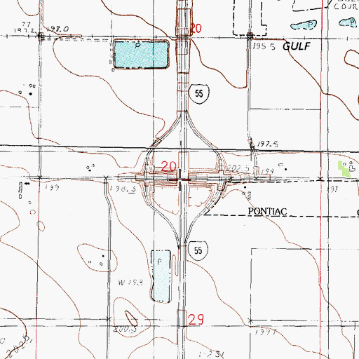 Topographic Map of Interchange 197, IL