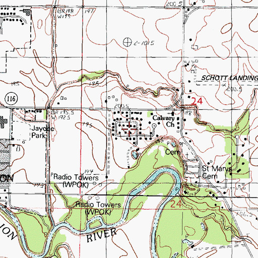 Topographic Map of McCulley Subdivision, IL