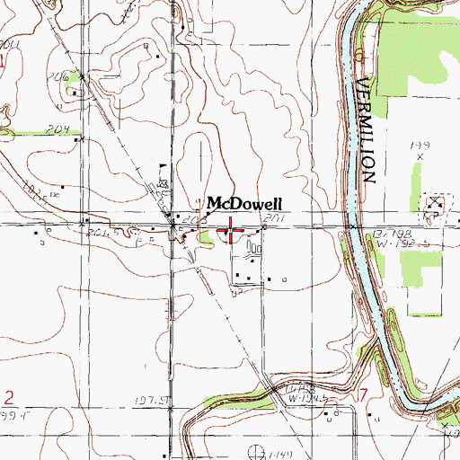 Topographic Map of McDowell Methodist Church, IL