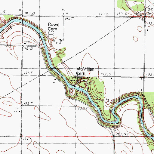 Topographic Map of McMillan Cemetery, IL