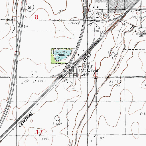 Topographic Map of Mount Olivet Catholic Cemetery, IL