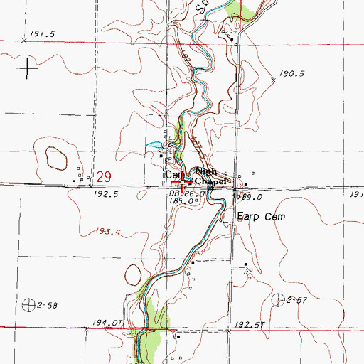 Topographic Map of Nigh Chapel Cemetery, IL