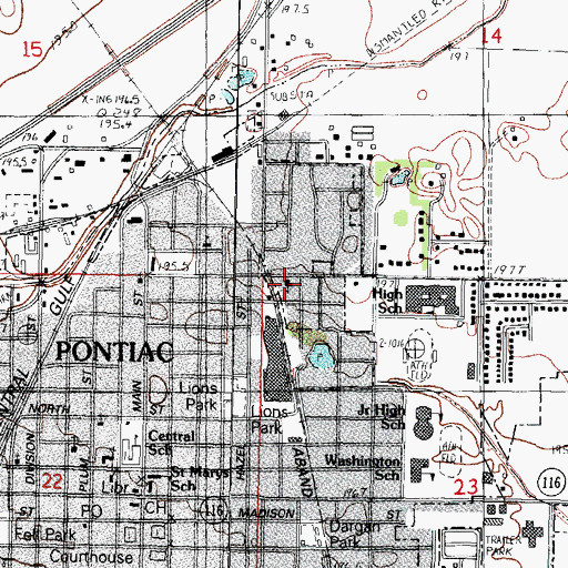 Topographic Map of Pontiac Church of God, IL
