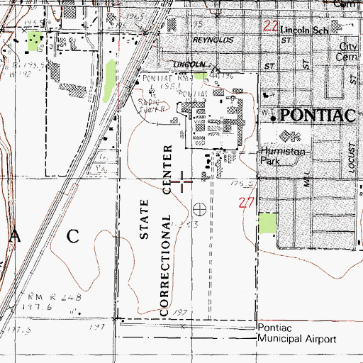 Topographic Map of Pontiac Correctional Center, IL