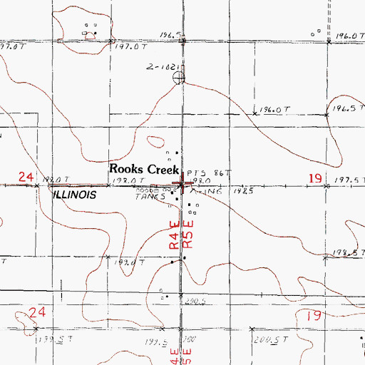 Topographic Map of Rooks Creek, IL