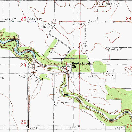 Topographic Map of Rook's Creek Cemetery, IL