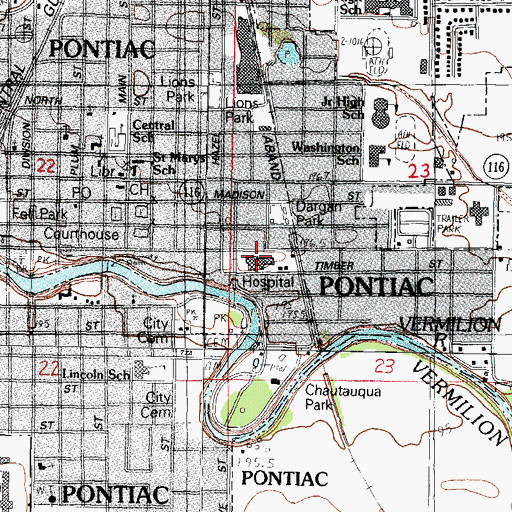 Topographic Map of Saint James Hospital, IL