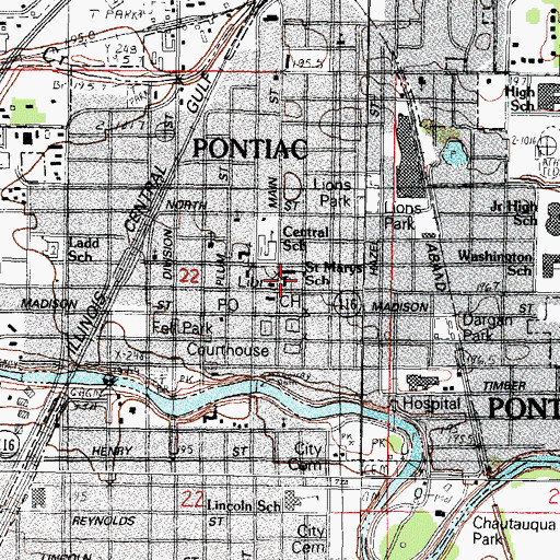 Topographic Map of Saint Marys Catholic Church, IL