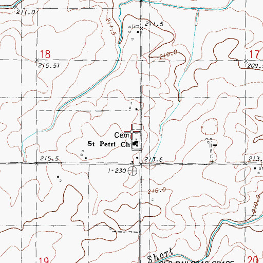 Topographic Map of Saint Petri Evangelical Cemetery, IL