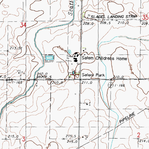Topographic Map of Salem Park, IL