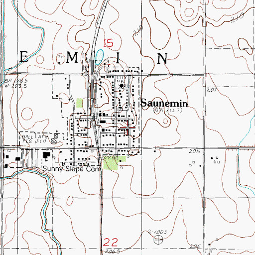 Topographic Map of Saunemin Christian Church (historical), IL