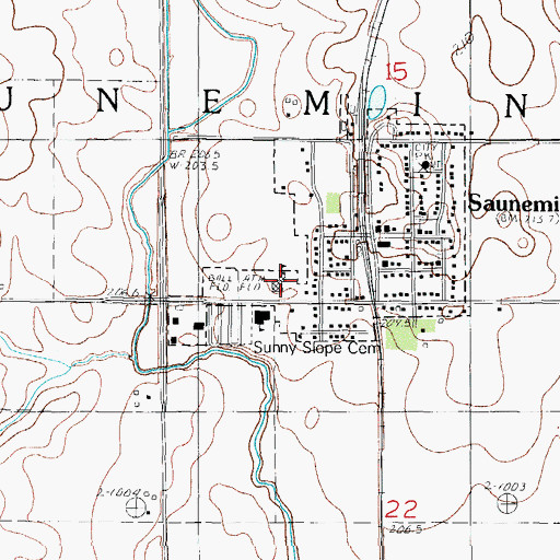 Topographic Map of Saunemin Elementary School, IL