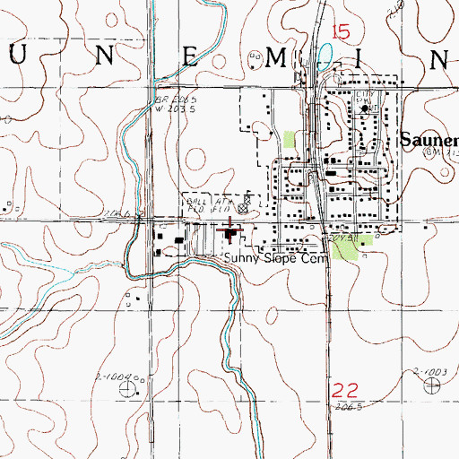 Topographic Map of Saunemin High School (historical), IL