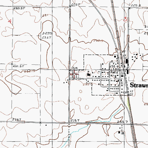 Topographic Map of Strawn Cemetery, IL