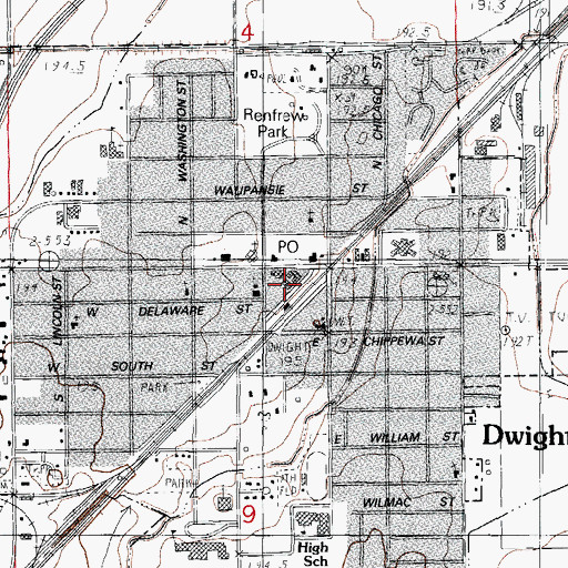 Topographic Map of William Fox Developmental Center, IL