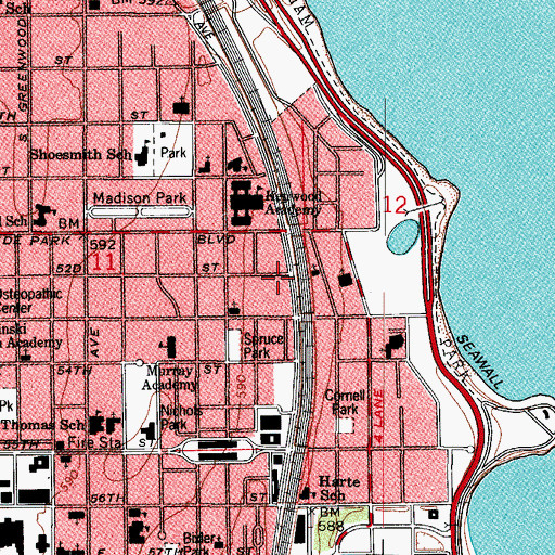 Topographic Map of Harper Court Shopping Center, IL