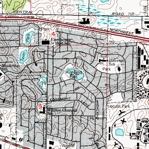 Topographic Map of Highland Park, IL