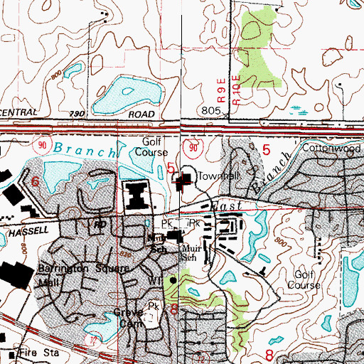 Topographic Map of Hoffman Estates Townhall, IL