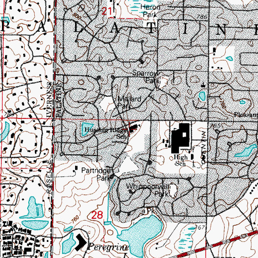 Topographic Map of Hunting Ridge Elementary School, IL