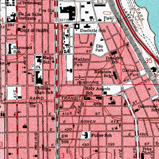 Topographic Map of Ida B Wells Housing Project, IL