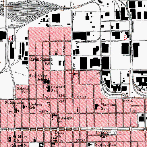 Topographic Map of Immaculate Heart of Mary Church, IL
