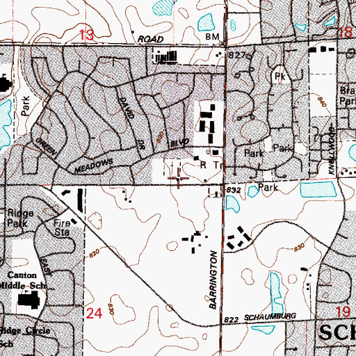 Topographic Map of Immanuel Church, IL