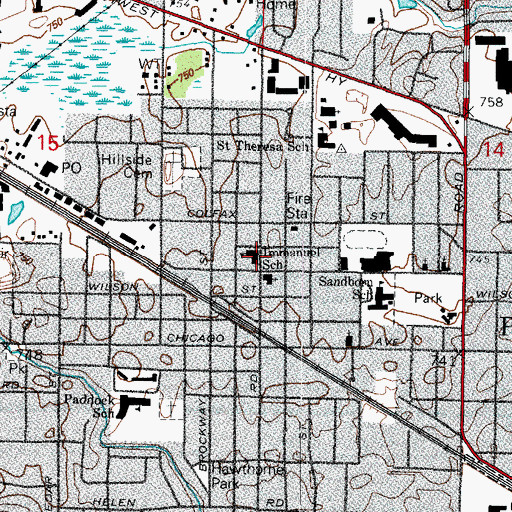 Topographic Map of Immanuel Lutheran School, IL