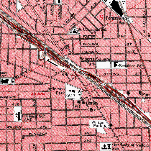 Topographic Map of Jefferson Park, IL