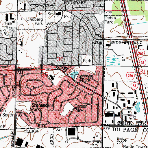 Topographic Map of Johnson Park, IL