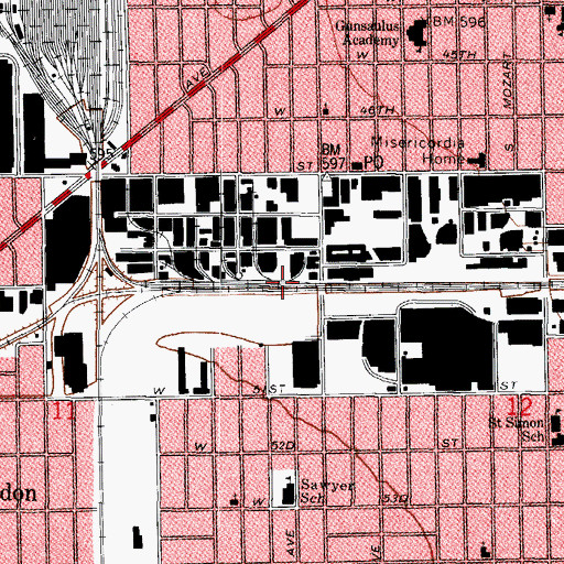 Topographic Map of Kenwood Industrial District, IL