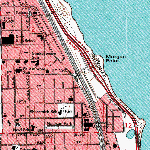 Topographic Map of Kenwood Station, IL